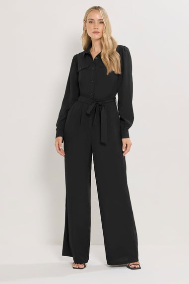 Long Tall Sally Black Button Wide Leg Jumpsuit