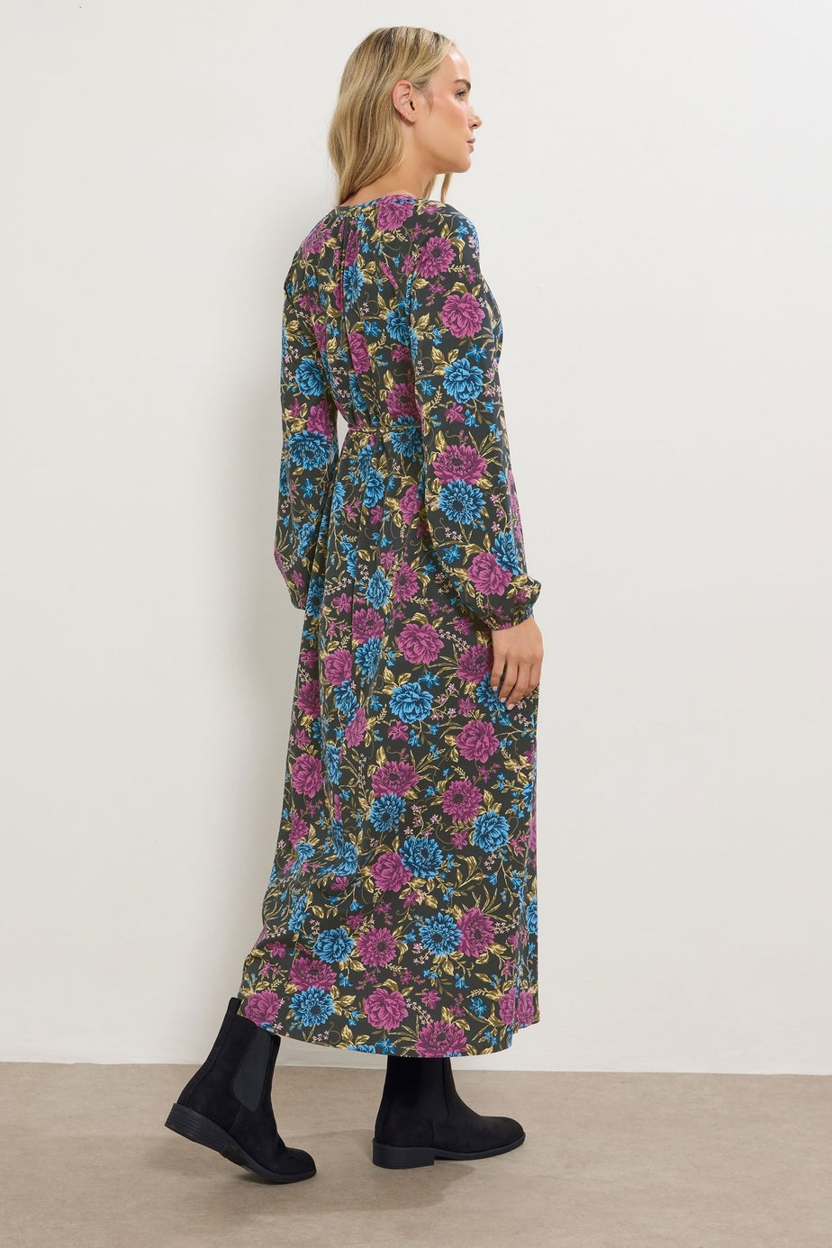Long Tall Sally Black Floral Belted Maxi Dress