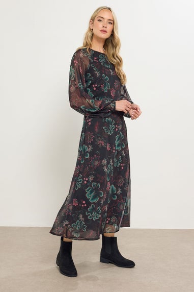 Long Tall Sally Black Chiffon Floral Maxi Dress