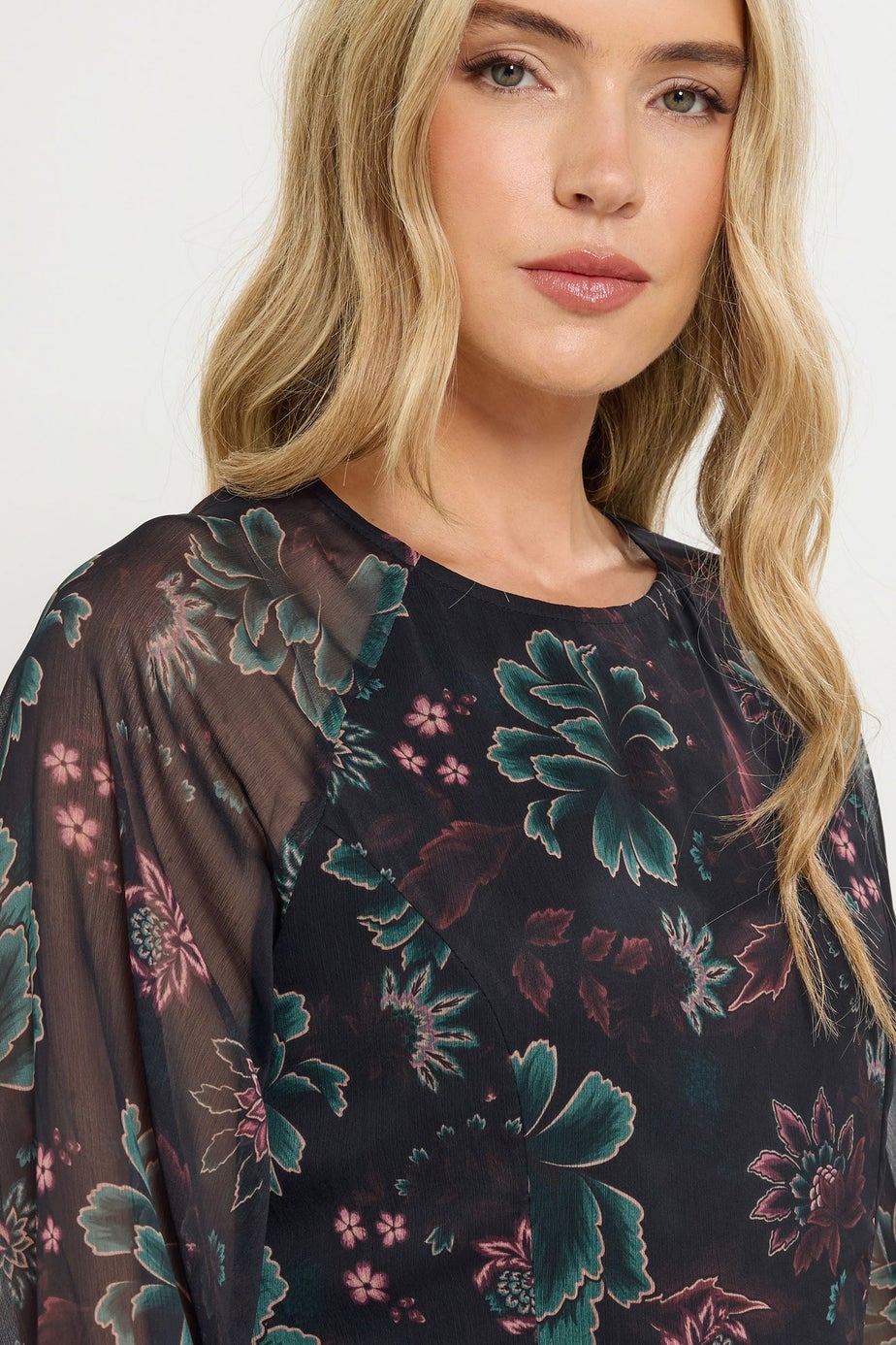 Long Tall Sally Black Chiffon Floral Maxi Dress