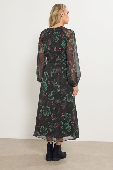Long Tall Sally Black Chiffon Floral Maxi Dress