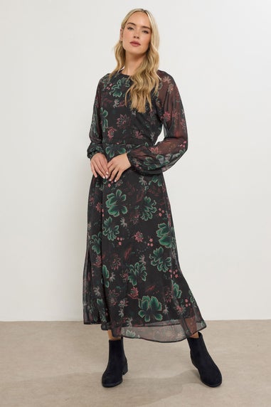 Long Tall Sally Black Chiffon Floral Maxi Dress