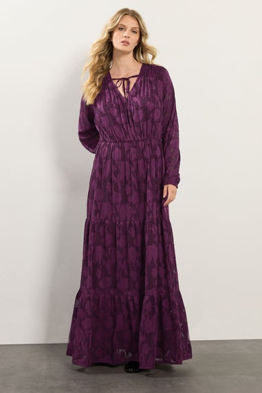 Long Tall Sally Purple Jacquard Boho Maxi Dress