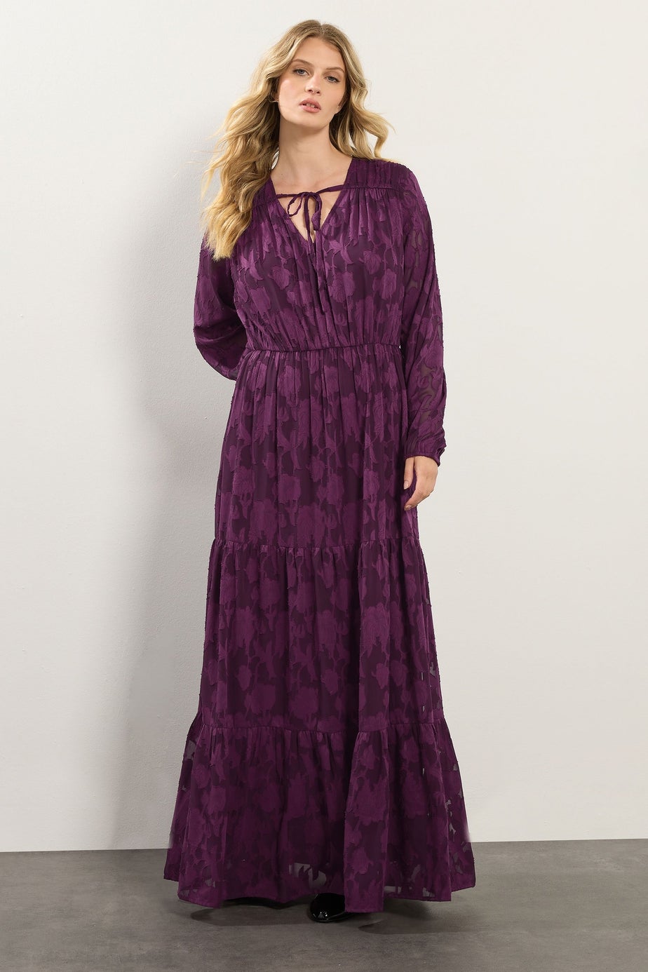 Long Tall Sally Purple Jacquard Boho Maxi Dress