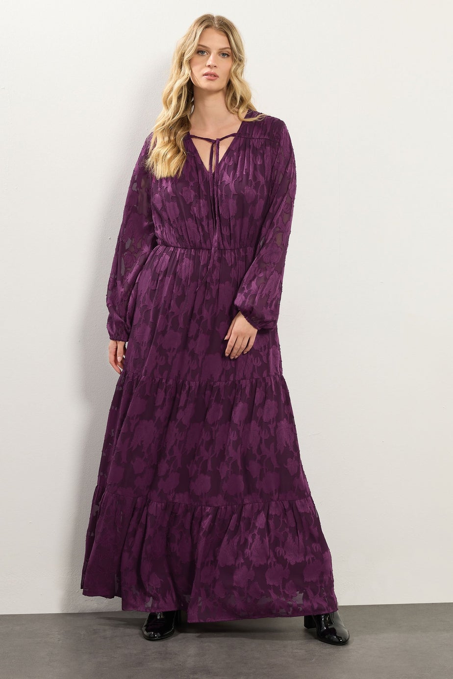 Long Tall Sally Purple Jacquard Boho Maxi Dress
