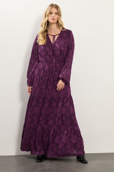 Long Tall Sally Purple Jacquard Boho Maxi Dress