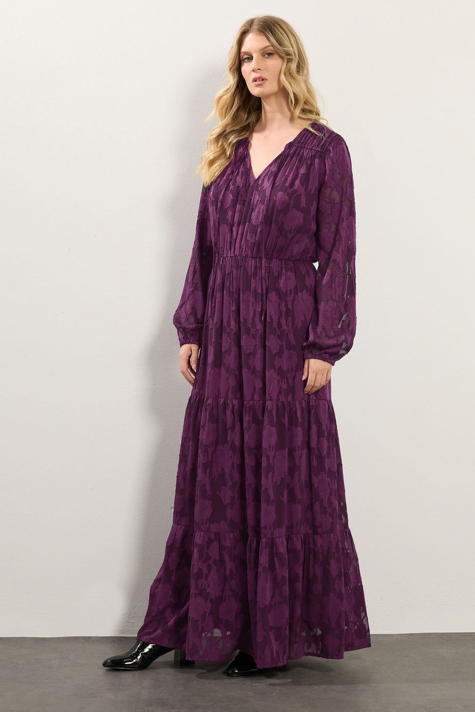 Long Tall Sally Purple Jacquard Boho Maxi Dress