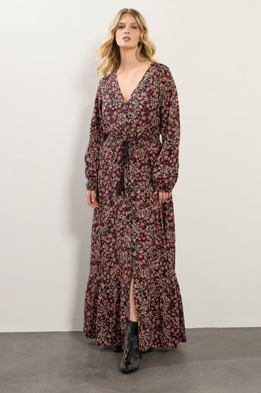 Long Tall Sally Black Floral Button Maxi Dress