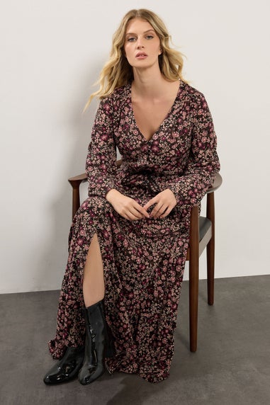 Long Tall Sally Black Floral Button Maxi Dress