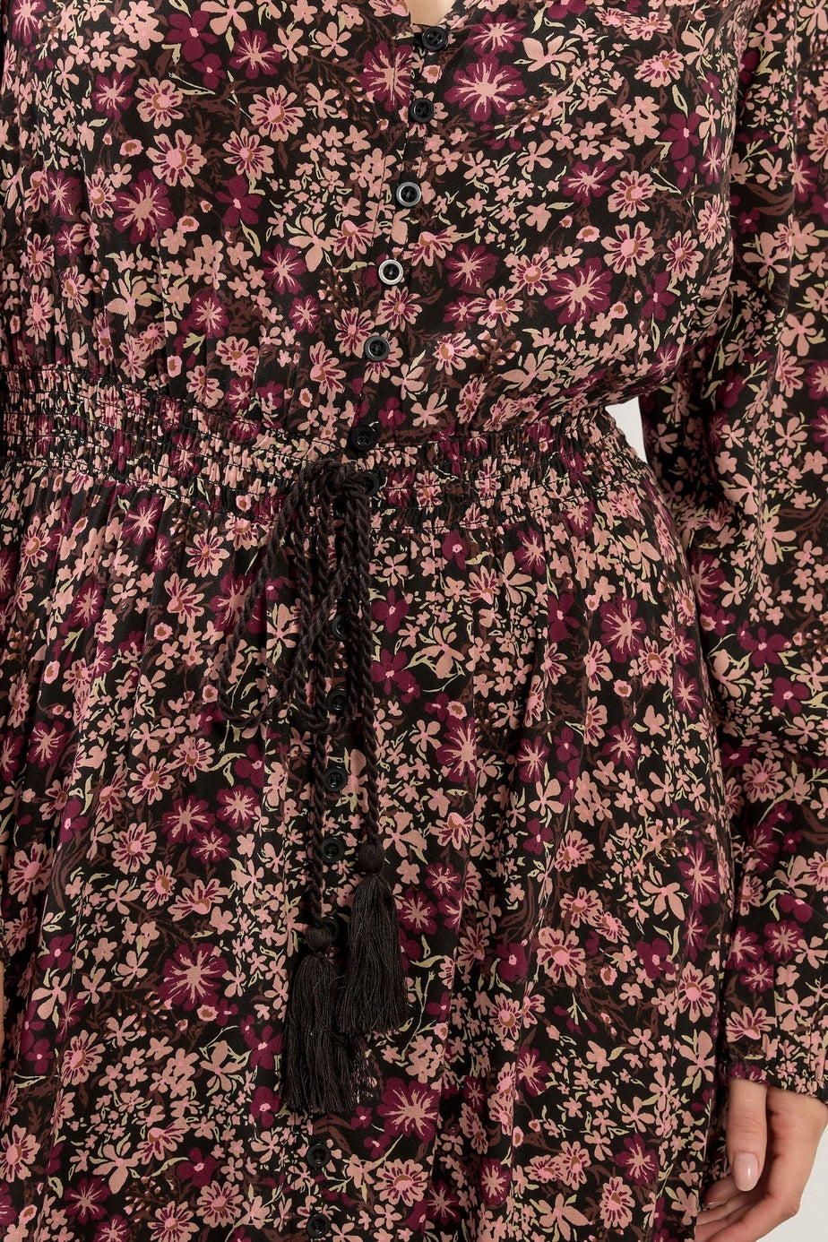 Long Tall Sally Black Floral Button Maxi Dress