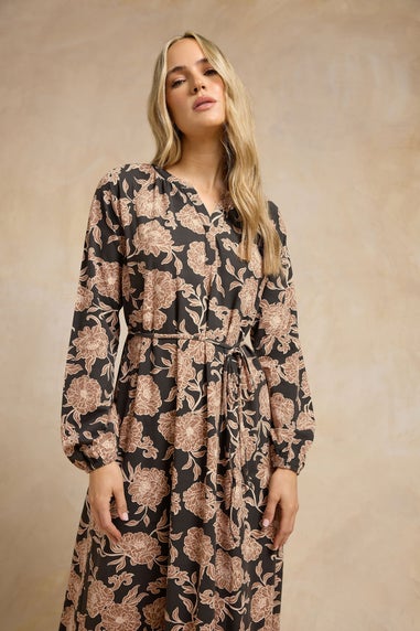 Long Tall Sally Brown Floral Belted Maxi Dress