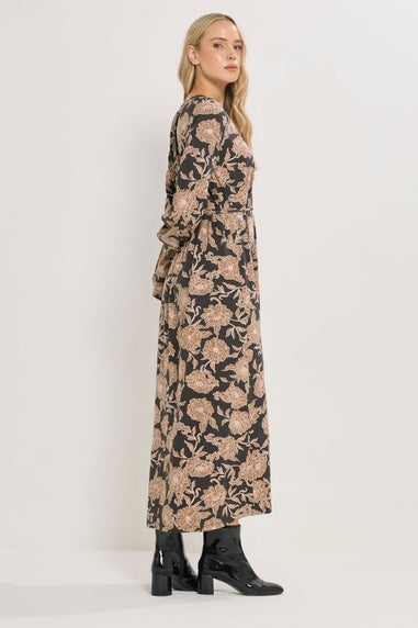 Long Tall Sally Brown Floral Belted Maxi Dress