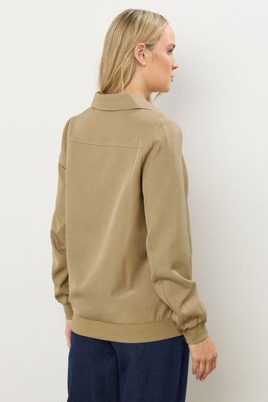 Long Tall Sally Stone Brown Pocket Bomber Jacket