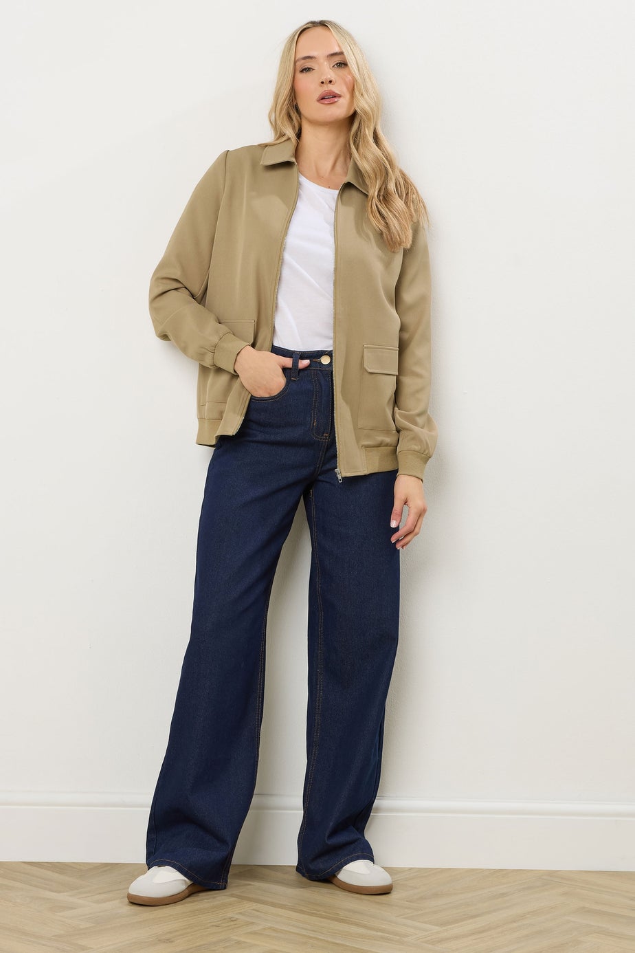 Long Tall Sally Stone Brown Pocket Bomber Jacket