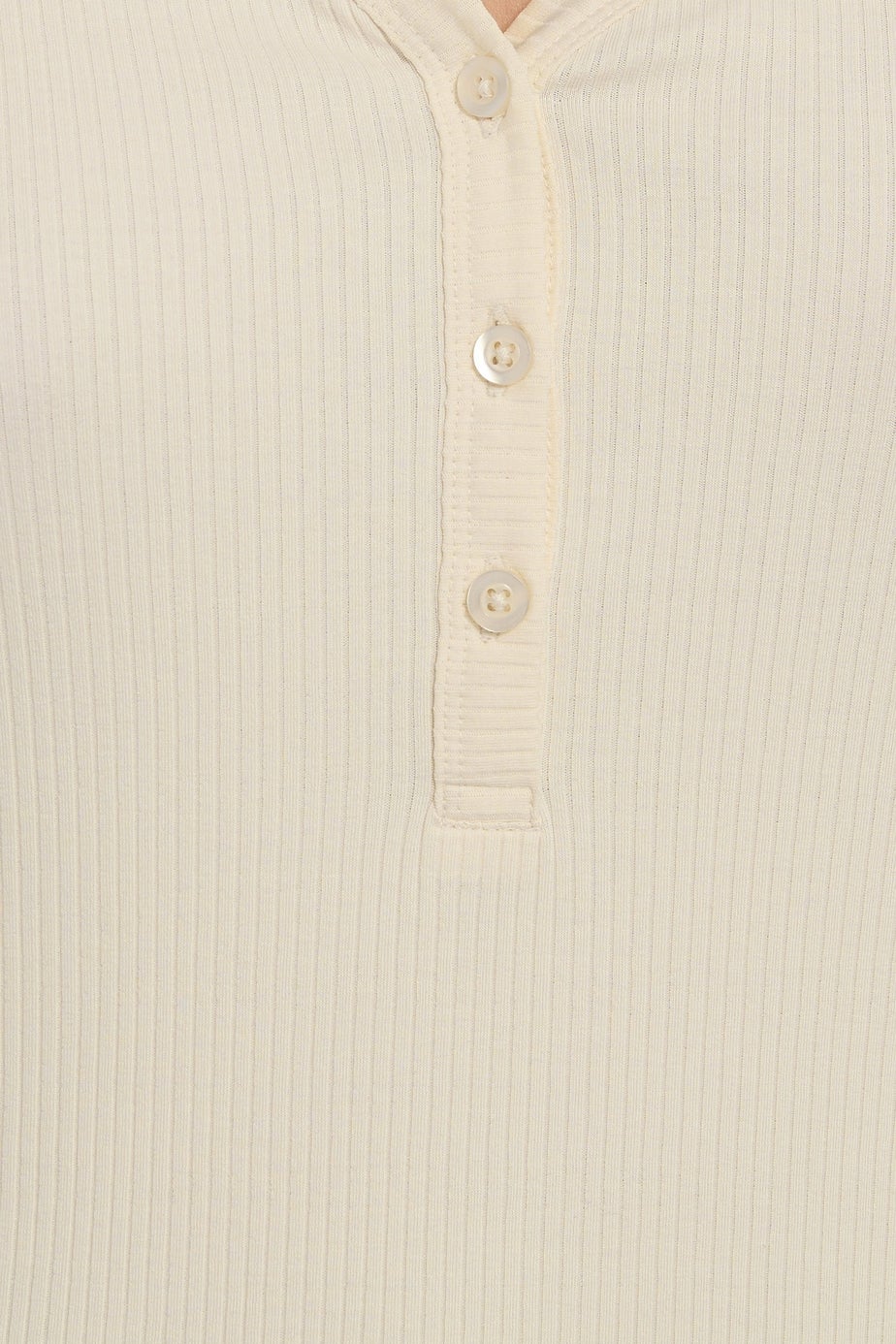 Long Tall Sally Ivory White Cotton Ribbed Henley Top