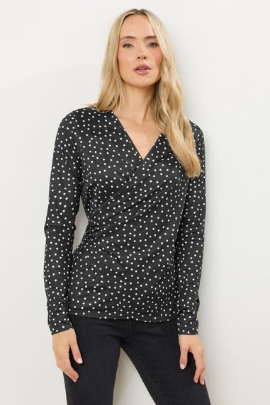 Long Tall Sally Black Spot Wrap Top