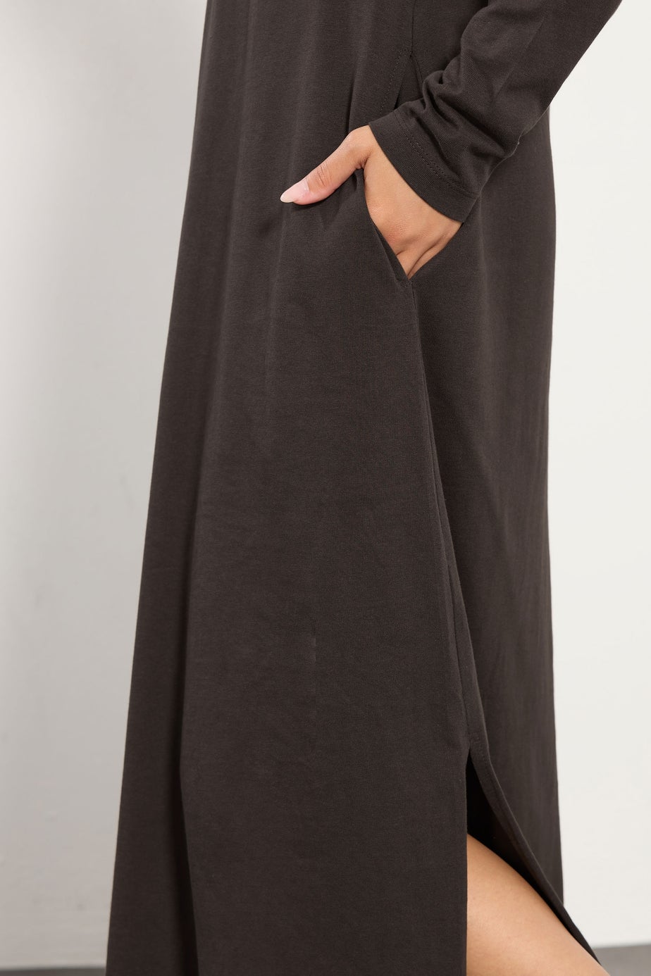 PixieGirl Petite Chocolate Brown T-Shirt Maxi Dress