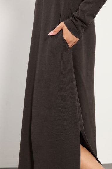 PixieGirl Petite Chocolate Brown T-Shirt Maxi Dress