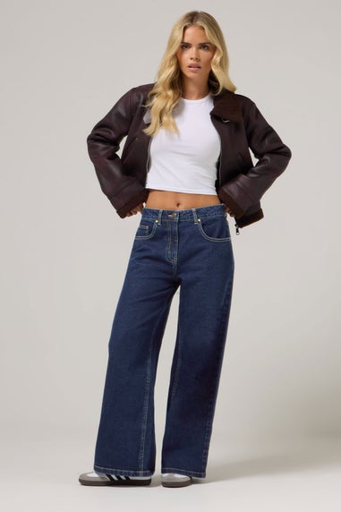 PixieGirl Petite Dark Blue Wide Leg Jeans
