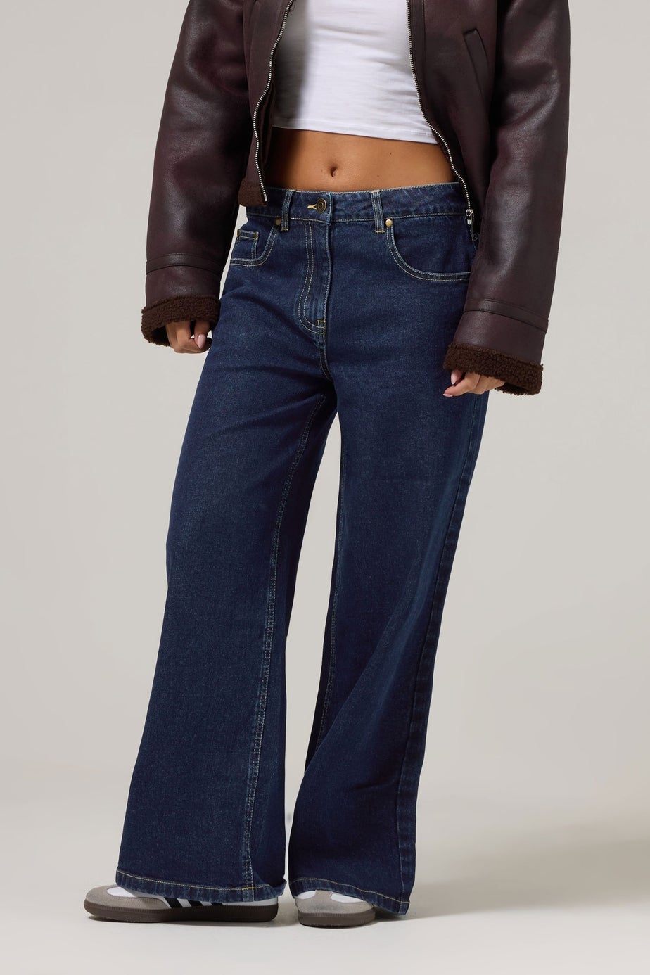 PixieGirl Petite Dark Blue Wide Leg Jeans