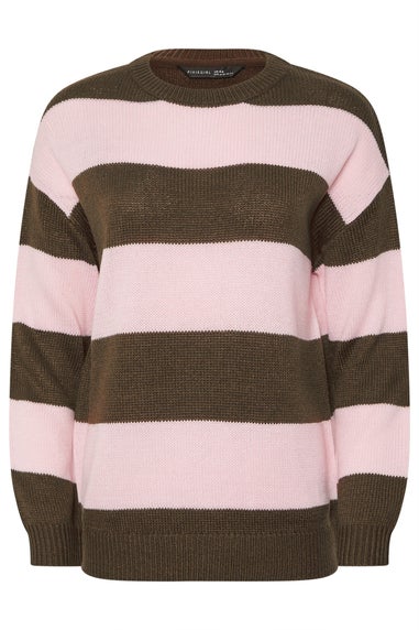 PixieGirl Petite Pink & Brown Stripe Knit Jumper