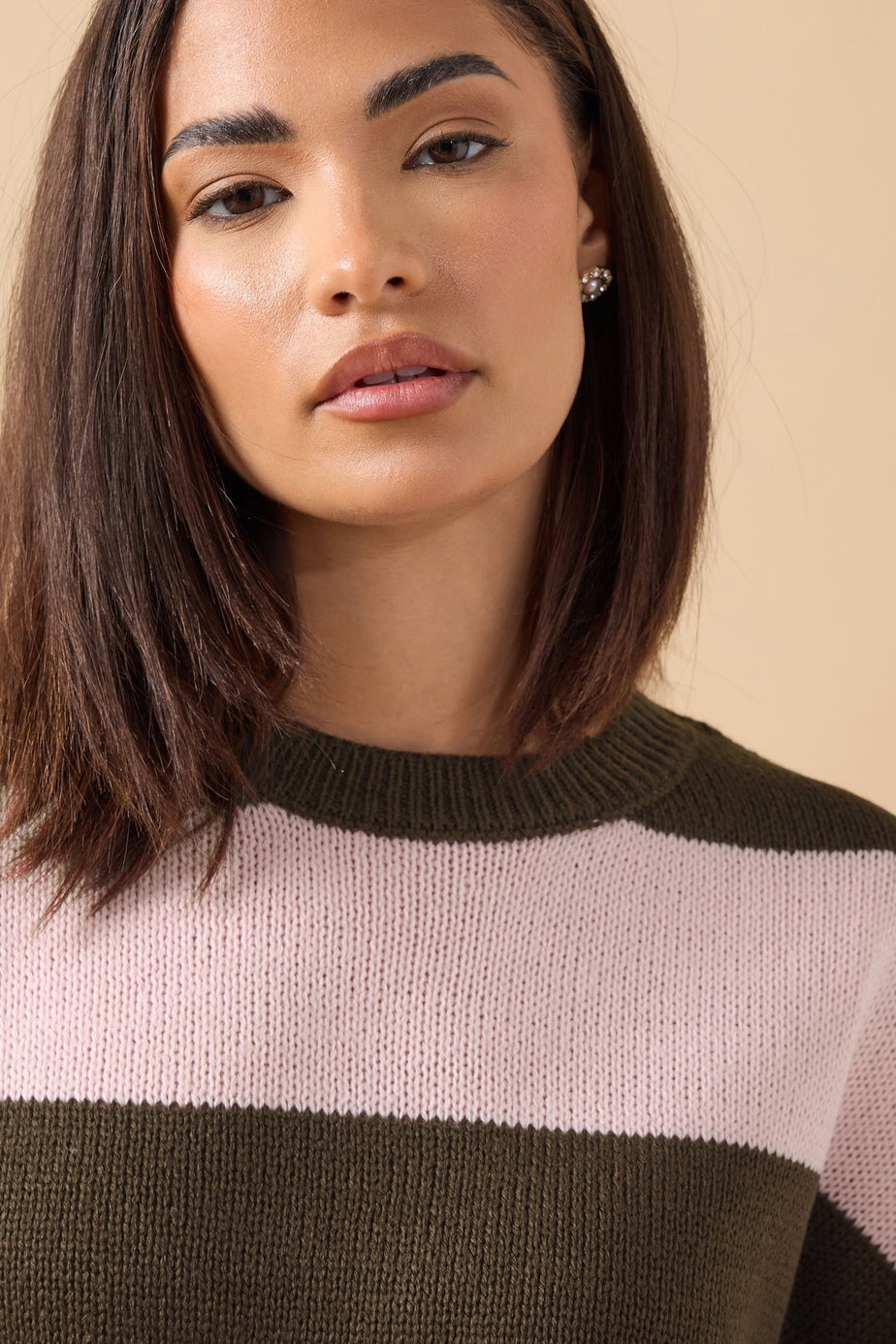 PixieGirl Petite Pink & Brown Stripe Knit Jumper