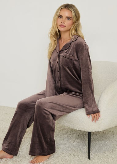 PixieGirl Petite Chocolate Brown Super Luxe Touch Pyjama Set