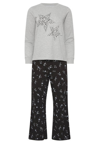 PixieGirl Petite Black Star Graphic Wide Leg Pyjama Set