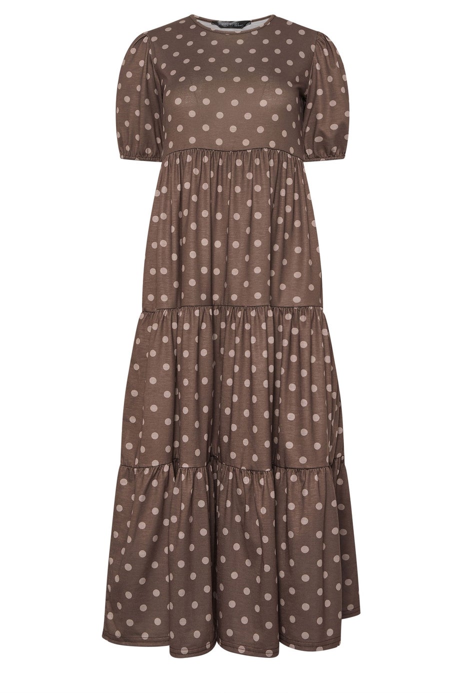 PixieGirl Petite Chocolate Brown Spot Tiered Dress