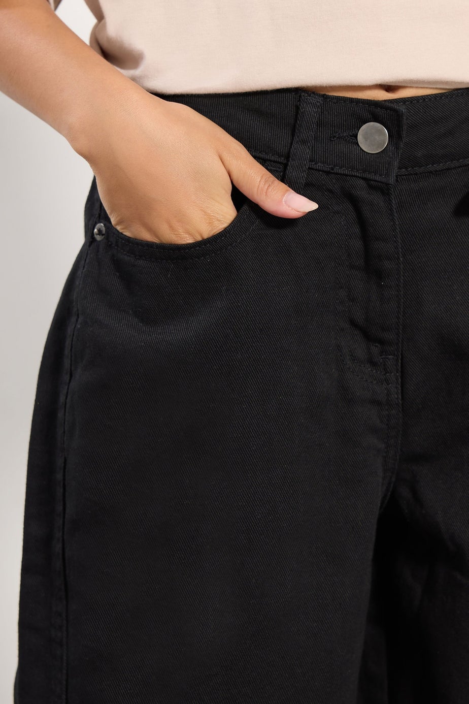 PixieGirl Petite Black Non-Stretch Barrel Jeans