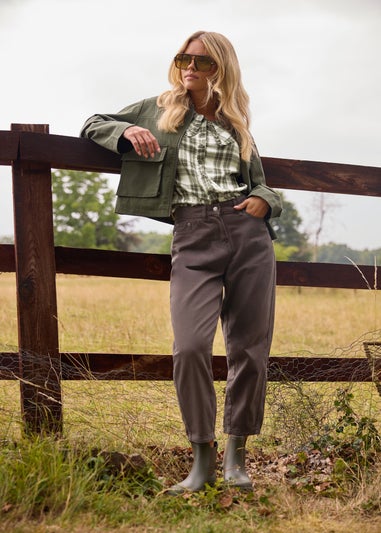 PixieGirl Petite Chocolate Brown Non-Stretch Barrel Jeans