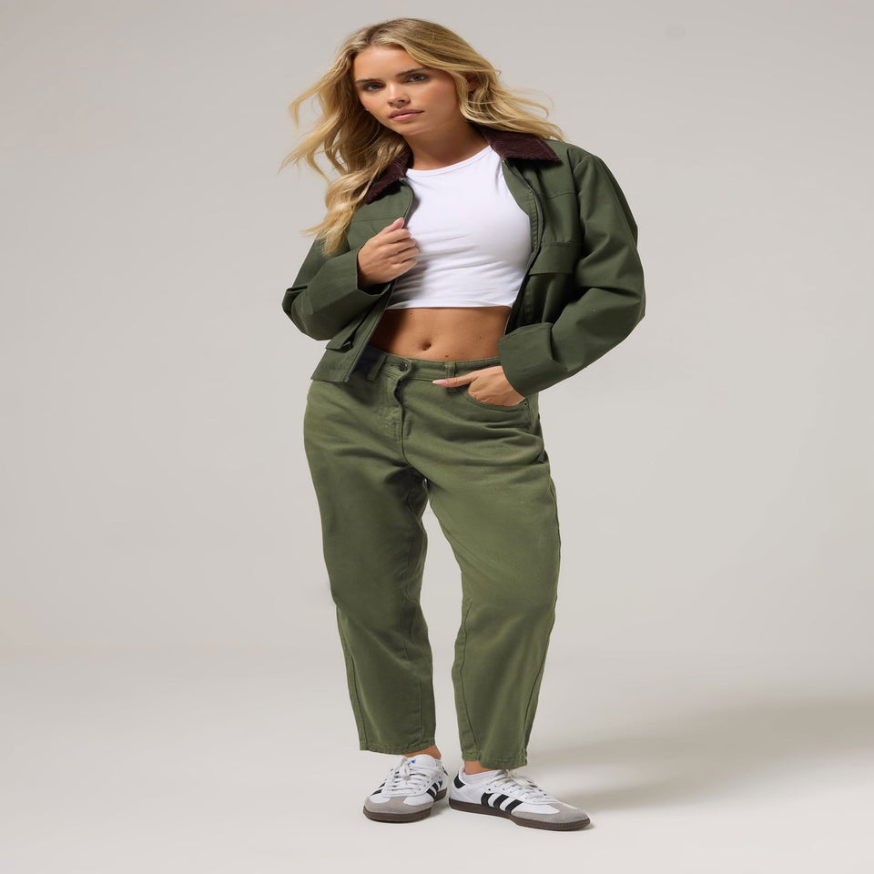 PixieGirl Petite Green Non-Stretch Barrel Jeans