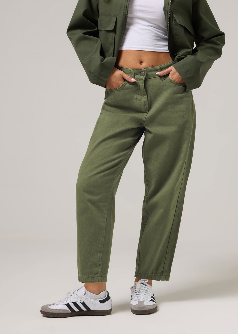 PixieGirl Petite Green Non-Stretch Barrel Jeans