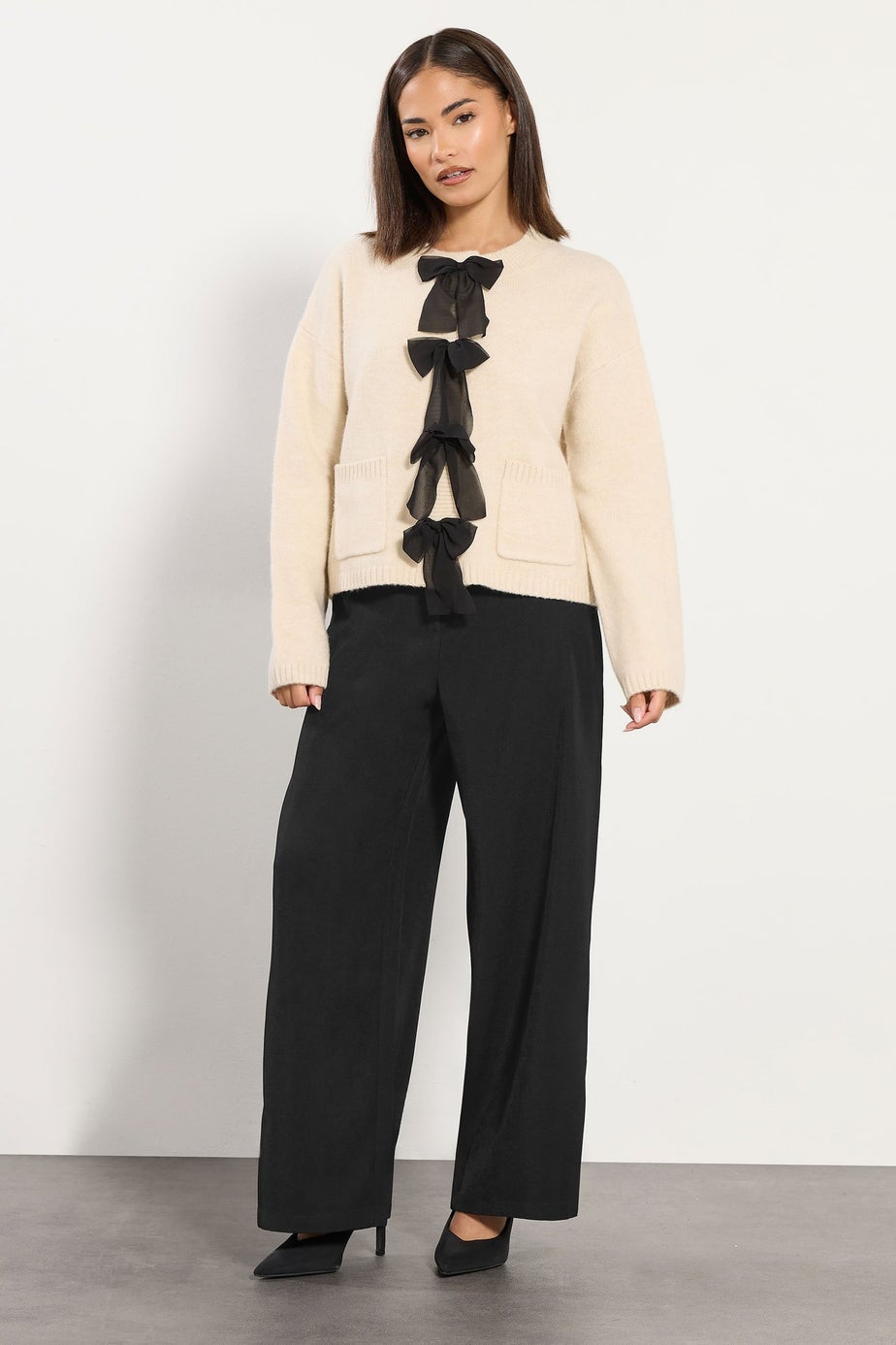 PixieGirl Petite Black Tab Wide Leg Trousers