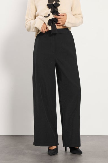 PixieGirl Petite Black Tab Wide Leg Trousers