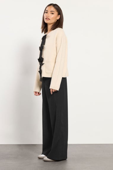 PixieGirl Petite Black Tab Wide Leg Trousers