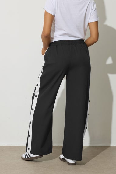 PixieGirl Petite Black Contrast Stripe Wide Leg Trousers