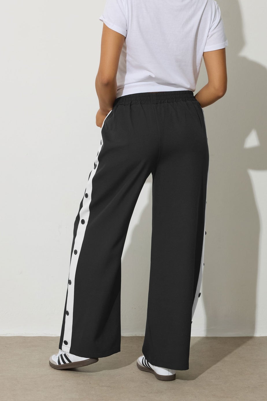 PixieGirl Petite Black Contrast Stripe Wide Leg Trousers