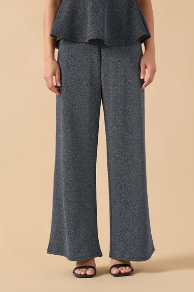 PixieGirl Petite Black Sparkle Wide Leg Trousers