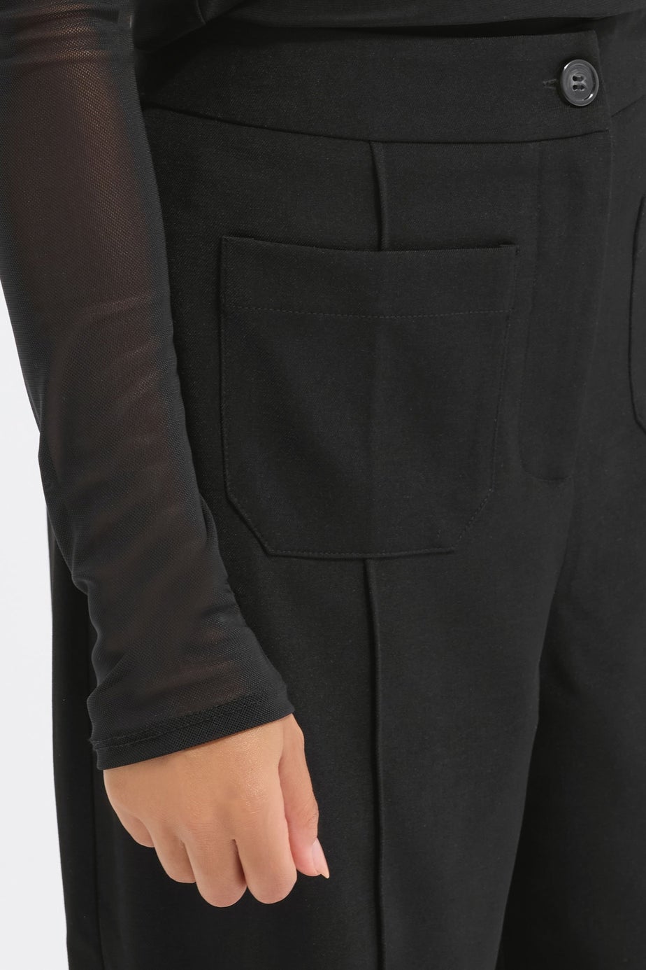 PixieGirl Petite Black Pocket Formal Trousers