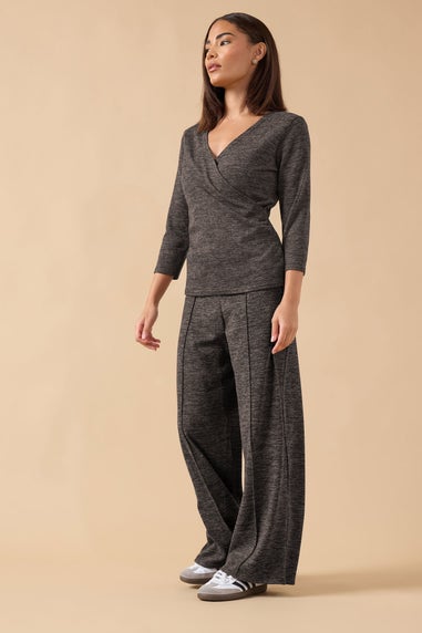 PixieGirl Petite Chocolate Brown Marl Wide Leg Trousers