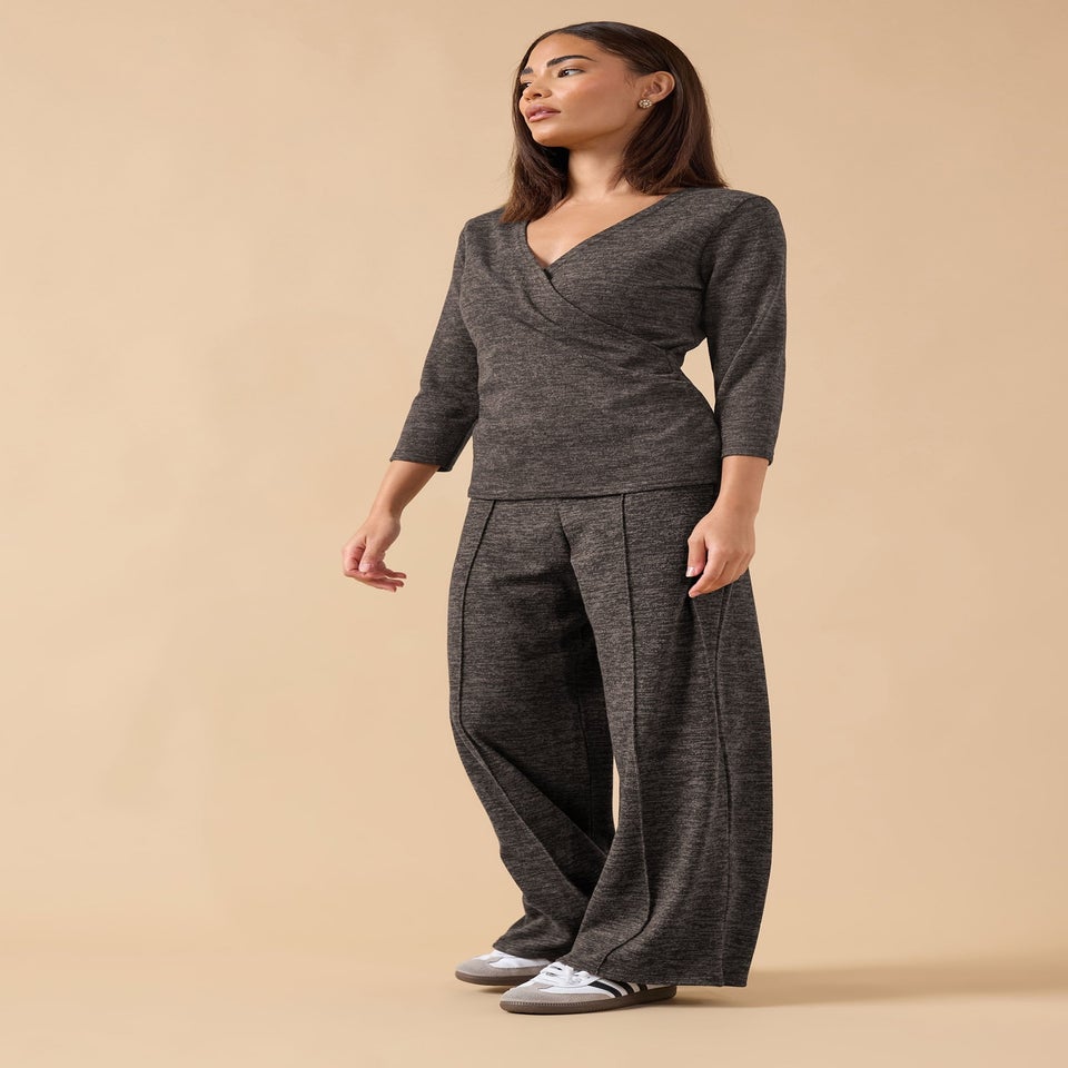 PixieGirl Petite Chocolate Brown Marl Wide Leg Trousers