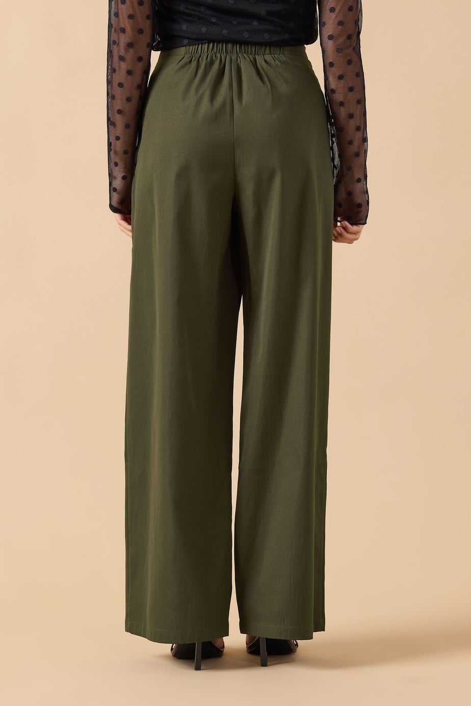 PixieGirl Petite Khaki Green Zip Pleated Trousers