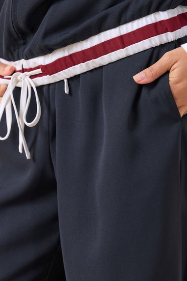 PixieGirl Petite Navy Blue Contrast Waist Trousers