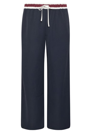 PixieGirl Petite Navy Blue Contrast Waist Trousers