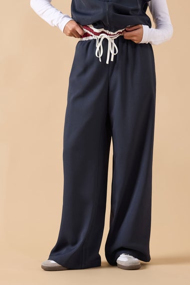 PixieGirl Petite Navy Blue Contrast Waist Trousers
