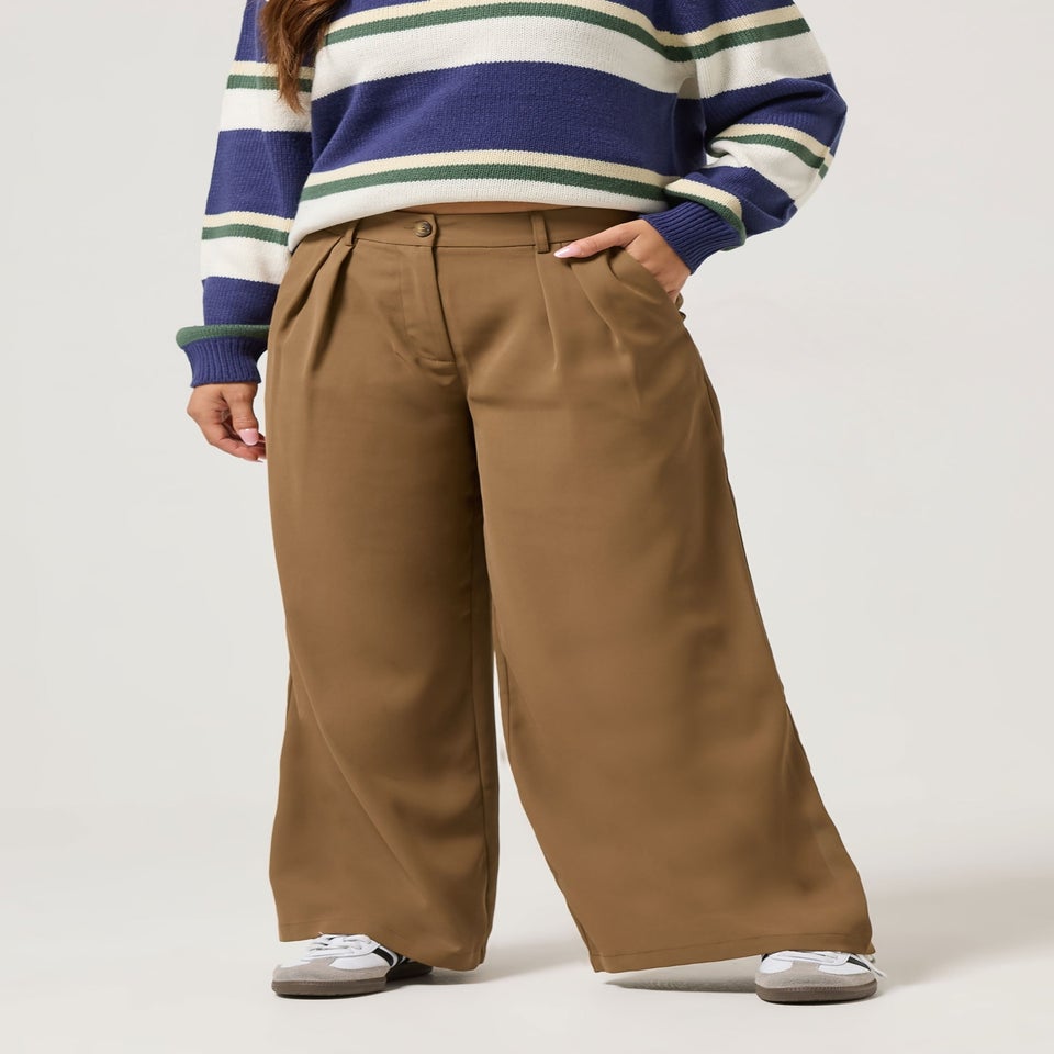 PixieGirl Petite Brown Pleated Formal Trousers