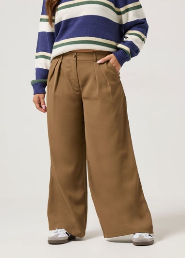 PixieGirl Petite Brown Pleated Formal Trousers