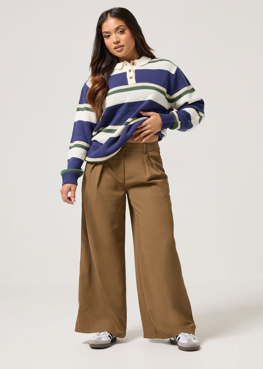 PixieGirl Petite Brown Pleated Formal Trousers