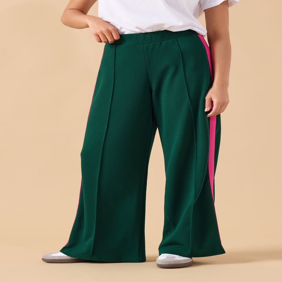 PixieGirl Petite Green & Pink Side Stripe Trousers